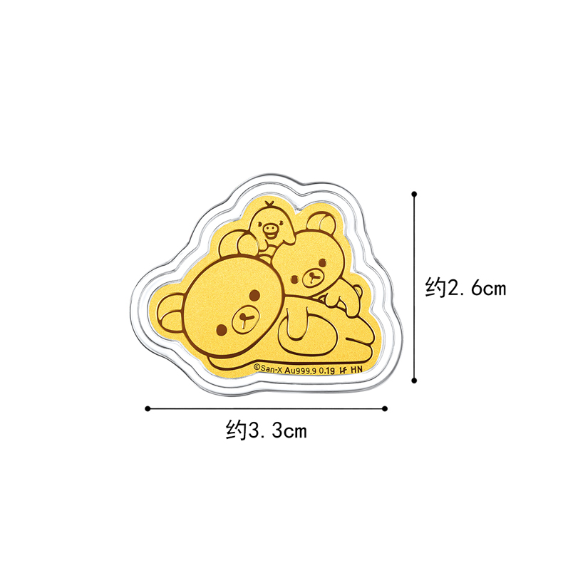 六福珠宝轻松小熊系列黄金摆件足金挂坠纪念金章定价HNA10088