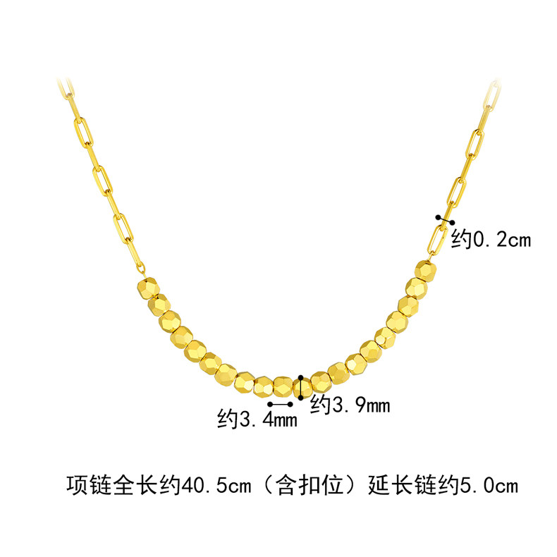 六福珠宝蹦迪珠黄金项链女光影金5G金子吊坠套链计价L19TBGN0002【1V1直播看货】