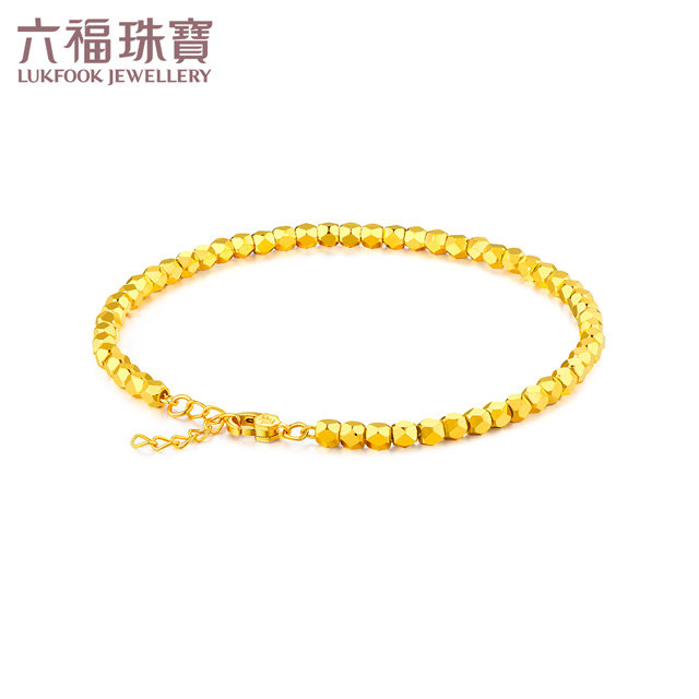 【店庆特惠】六福珠宝蹦迪珠黄金手链女时尚5G光影金足金手链计价L19TBGB0001【1V1直播看货】