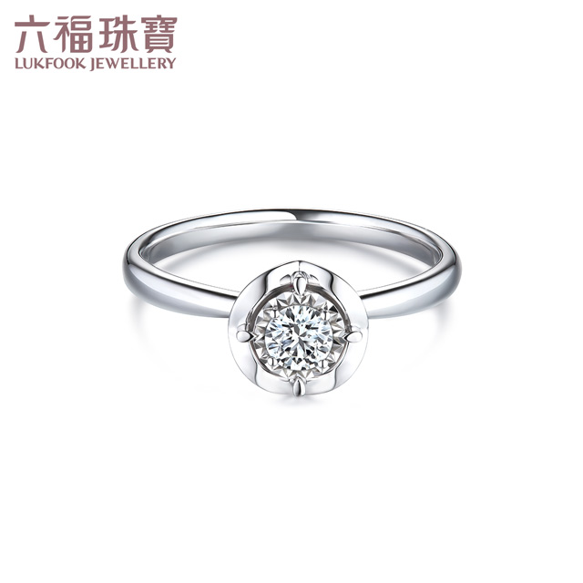六福珠宝宠爱求婚钻戒车花18K钻石红宝石戒指女款婚嫁N216