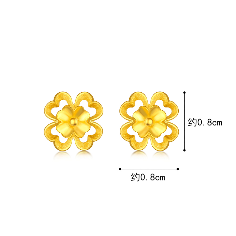 六福珠宝黄金耳钉四时春花足金小耳钉耳扣女款耳饰计价 GDG50070