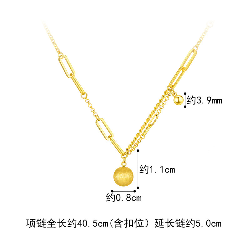 六福珠宝有球币应黄金项链女小金球吊坠光影金套链计价GJGTBN0003【联系客服补货】