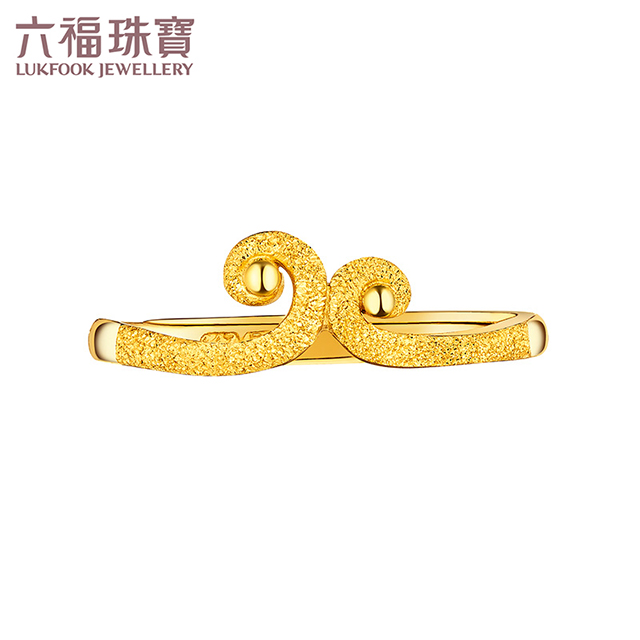 六福珠宝黄金戒指女爱情紧箍咒足金情侣对戒活口计价GMGTBR0013