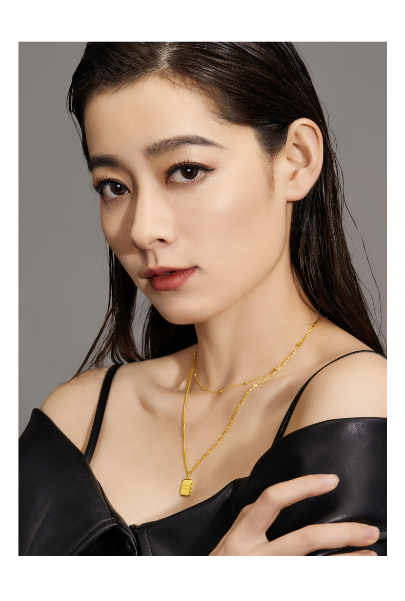 六福珠宝巧克力方糖黄金项链女5G套链足金小吊坠计价GCG30029【1V1直播看货】