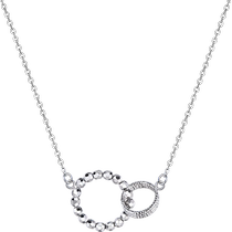 Lukfook Jewelry Double Ring Platinum Necklace for Women Pt950 Platinum Clavicle Chain Price GJPTBN0004