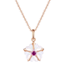 Lukfook Jewelry White Shell Ruby Pendant Solid 18k Gold Pendant for Girlfriend Price G28DSKP0002R