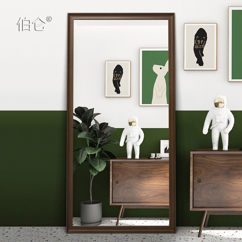 Burun Nordic Full-body Mirror Whole Body Mirror Hanging Wall Home Bedroom Floor Mirror Sticker Wall Clothing Shop Full Body Mirror Ins