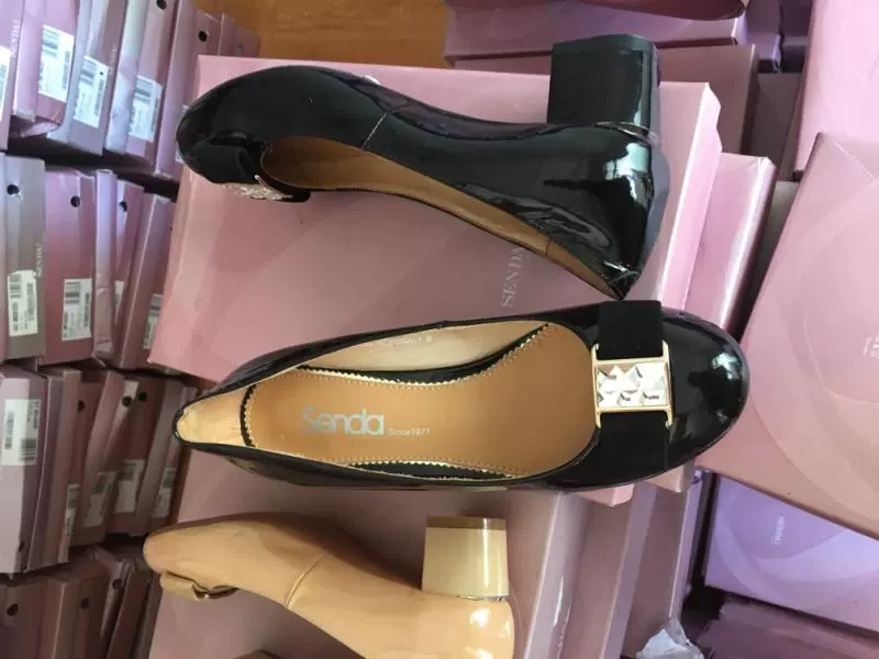 Senda giày của phụ nữ giày đơn của phụ nữ giày da của phụ nữ giày da giữa gót giày giữa gót của phụ nữ giày đơn của phụ nữ giày thấp đế mềm của phụ nữ - Giày cắt thấp