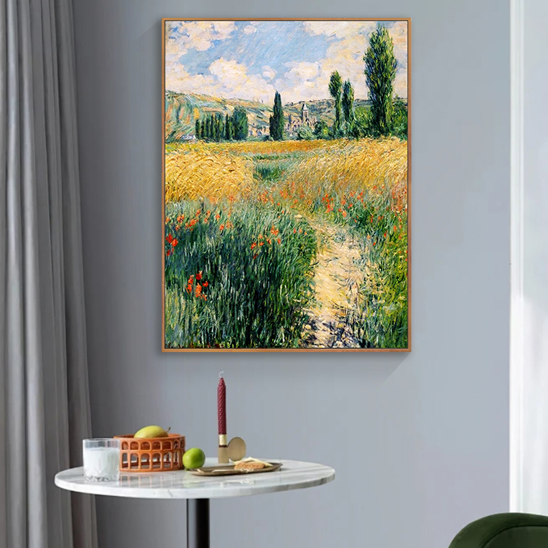 Van Gogh Monet Decorative Painting Harvest Mural World Famous Painting American-Style Entrance Painting Corridor Aisle Oil Painting Living Room Hanging Painting