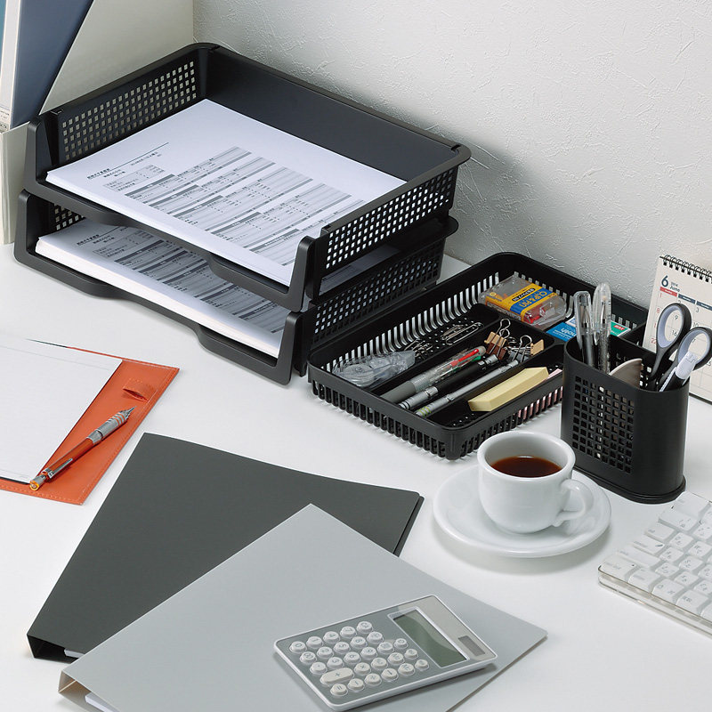 Japan desktop superposition A4 paper shelf office desk file collection box archive basket