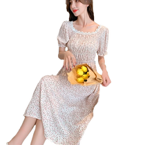 Sweet floral dress for women summer 2021 new style fresh and super fairy gentle style French first love square neck skirt
