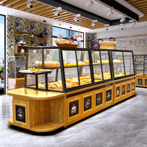 Custom bread display cabinet Wrought iron island cabinet Bakery display cabinet Pastry side cabinet Sliding door Cake shop bag rack