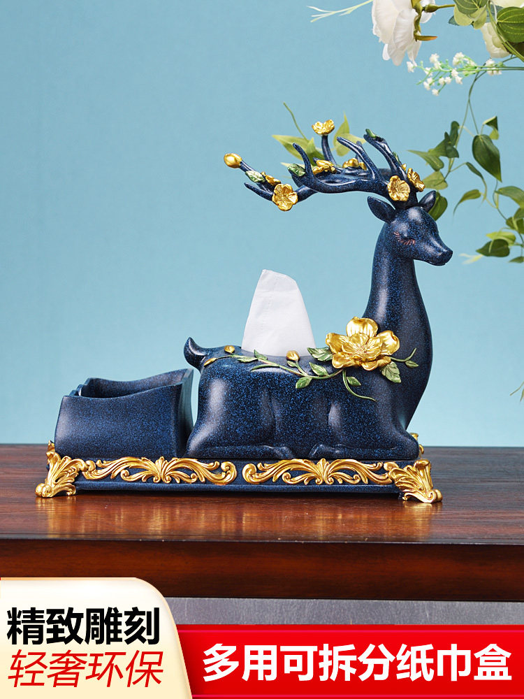 European multi-function elk tissue box Bedroom living room coffee table Creative table decoration toilet paper box Deer ornaments