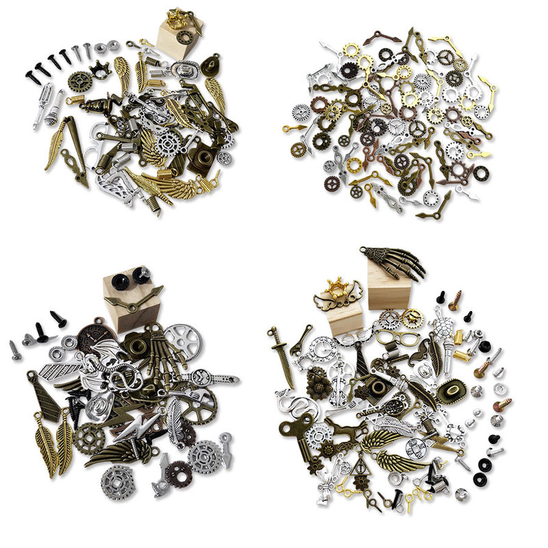 DIY Punk Handmade Robot Materials Necklace Pendant Accessories Creative Wooden Block Making Gear Keychain Team Building