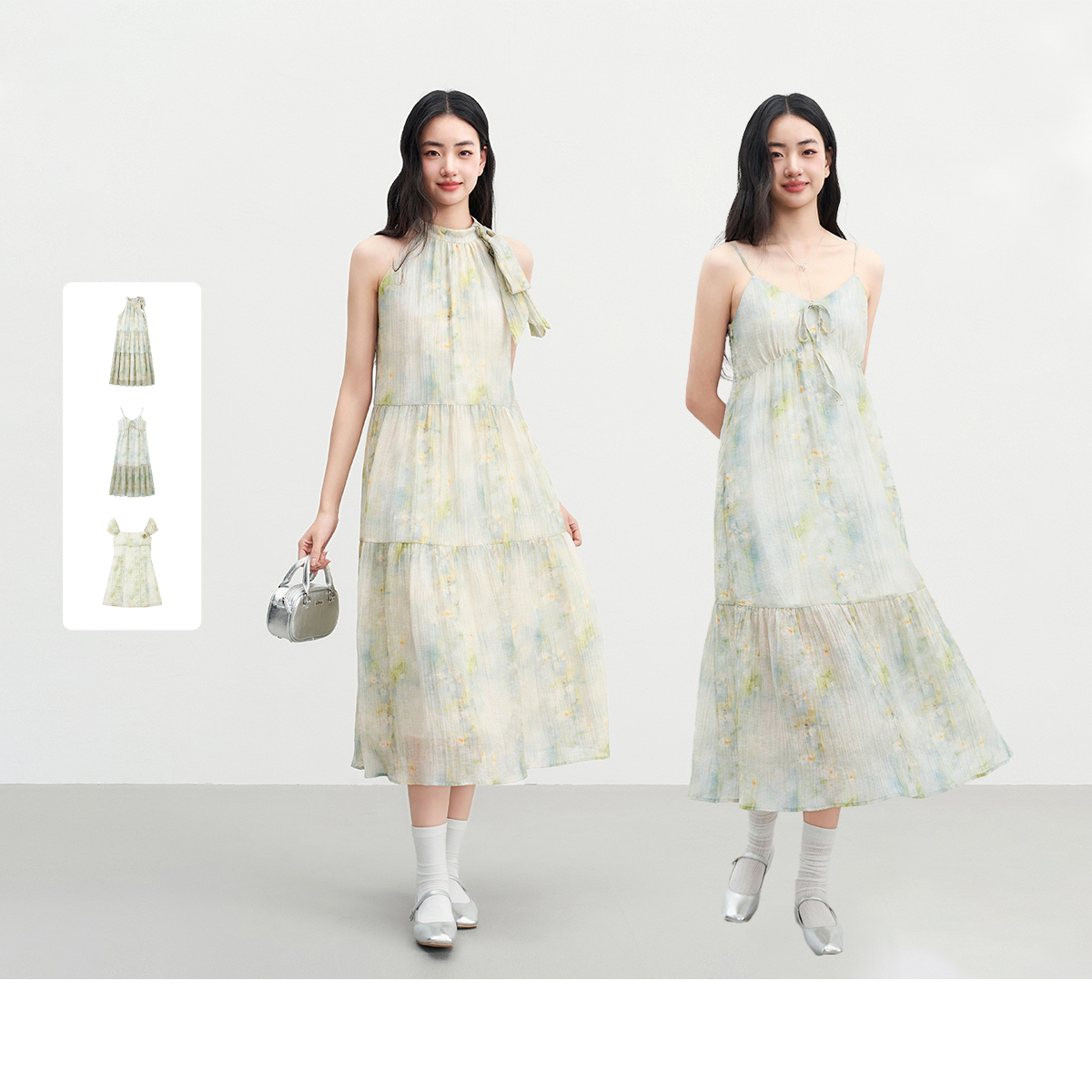 LeCheng Haze ホルターネックロングドレス/サスペンダードレス/ショートスカート