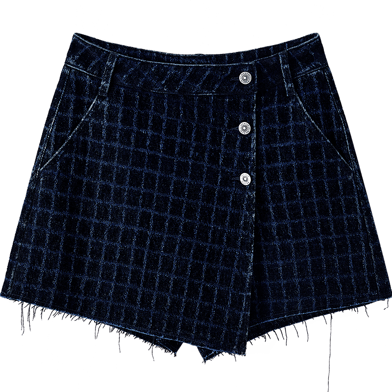 Leding textured denim culottes spring temperament skirt for women C1GEE1213