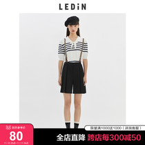 (Same model as the mall) Lecheng striped suspender pants 2022 spring new casual shorts women C1GCB1301