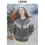 [Серия Fair Isle] Открытая контрастная цветовая линия 𫔭рубашка Женский новый зимний вязаный свитер Свитер