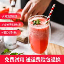 Heat-resistant creative double-layer glass Lady drinking cup milk tea cup milkshake juice cup beverage Coffee Cup home