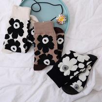 Korean version of INS socks cotton women socks Yayfeng flower poppy flower Japanese tube tide socks 200 needle