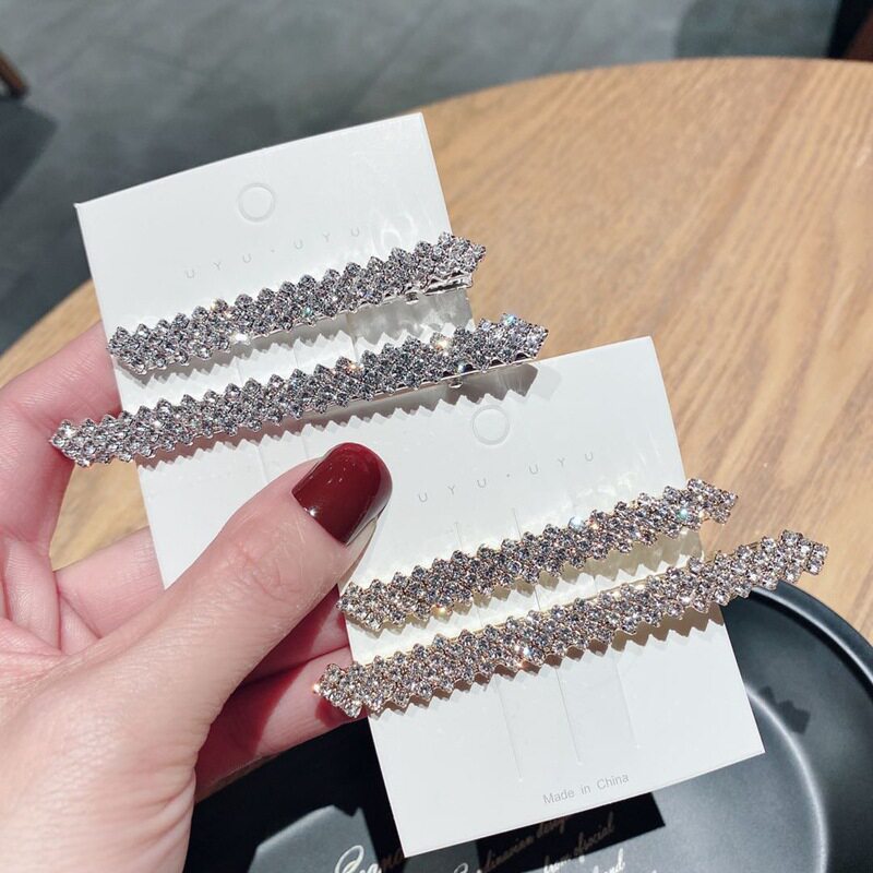 Hair Clip Women's Water Drill Hair Accessories Sleeve Clamps Ins brief Liuchiu Sea Broken Hair side clip Back Brain Spoon clip Korean version of the new