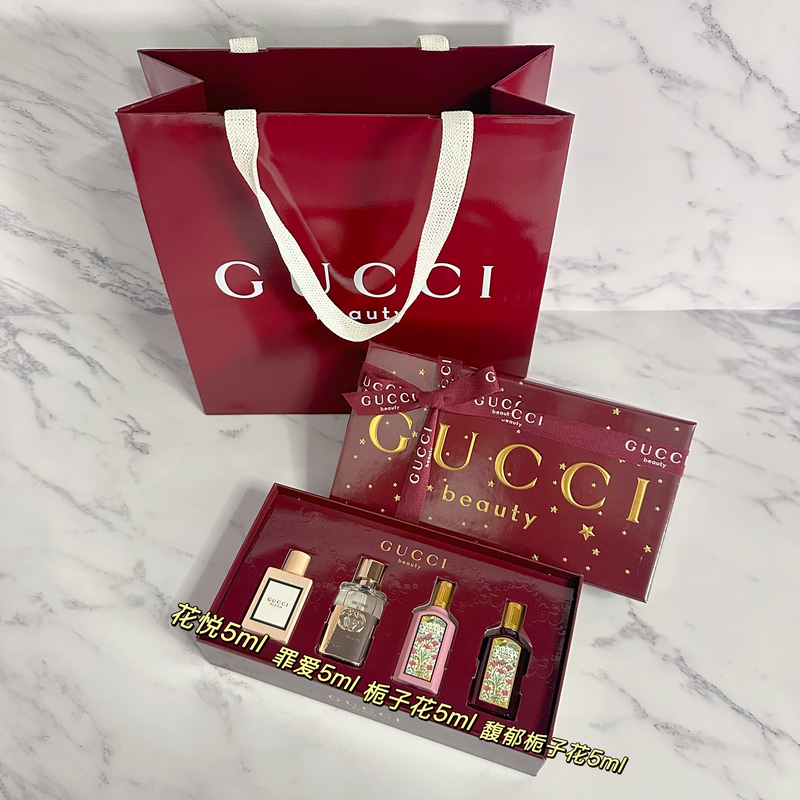 Gucci Christmas Limited Edition Perfume Q Fragrance Four-Piece Set 5ml×4 Dreamy Gardenia Sinful Love Fragrant Gardenia Floral Delight