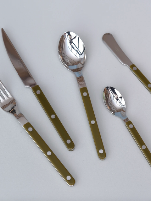 YURUUI Designer Spot! French Sabre Paris fern green knife and fork spoon stainless steel western dining tableware