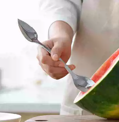 304 stainless steel multifunctional digging planing scraper spoon creative multifunctional double head Children's planing puree spoon kiwi fruit digging meat spoon