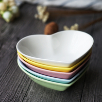 zakka simple heart-shaped color ceramic bowl sauce dish dessert bowl dessert bowl snack bowl snack dried fruit heart bowl
