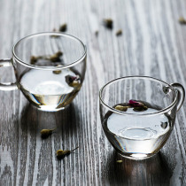  Heat-resistant glass SMALL handle cup WITH small flower tea cup TEA cup 100ML CAN BE USED in microwave oven