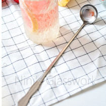  Tableware lengthened stainless steel mixing spoon Round spoon long handle spoon Spoon seasoning spoon