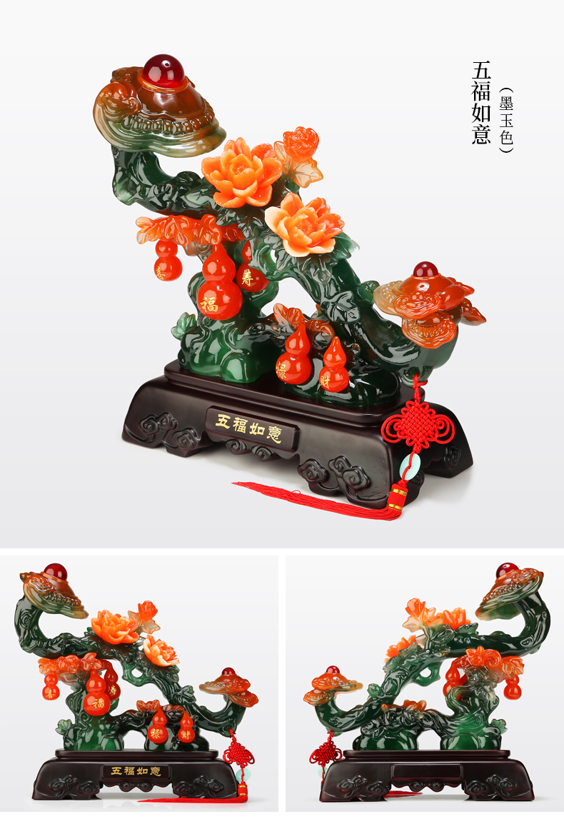 Trang trí Jade Ruyi Phòng khách hiện đại tủ rượu tân gia tặng quà nhà mới chuyển đến trang trí thủ công may mắn 2978 - Trang trí nội thất thiết kế phòng thờ