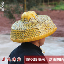 Bamboo fisherman hat Hainan sun visor hat hat Handmade travel rainproof sunscreen straw hat Dance stage performance props