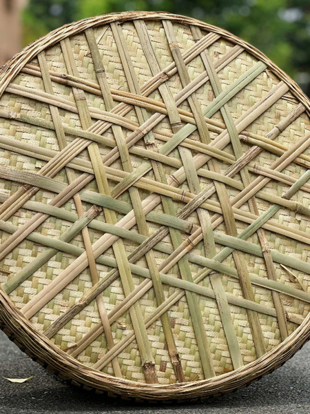 Reinforced Sichuan Bamboo Round Basket, Bamboo Tray, Bamboo Sieve, Non-Perforated and Perforated Baskets, Handmade Household Baskets for Drying Goods, Large Baskets