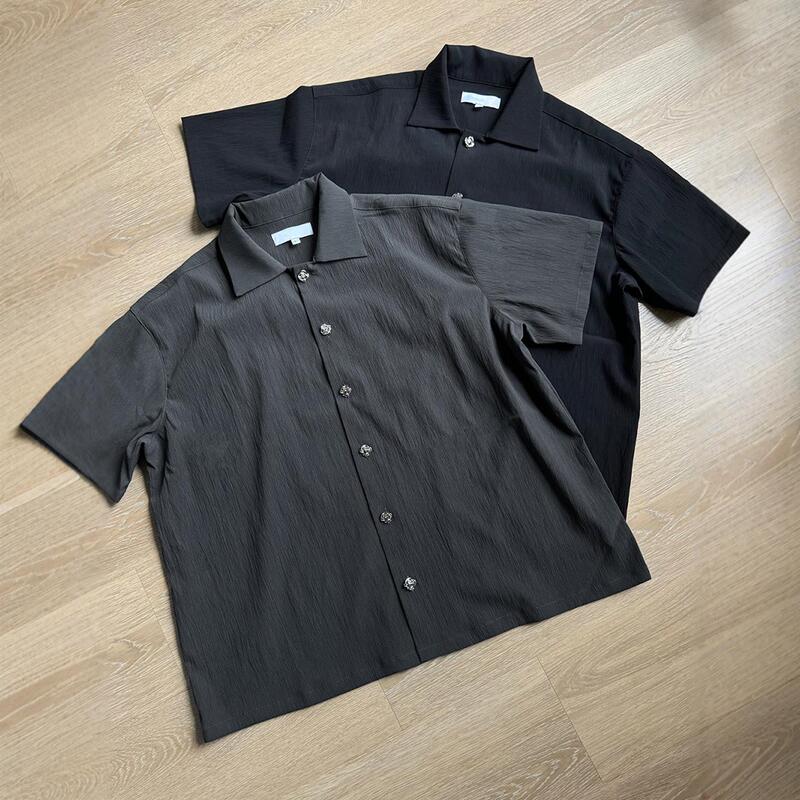 Men's Cleanfti Short-Sleeve Shirt from the "Eternal Flower" Series, Featuring a High-End Wrinkled Tencel Blend with a Silky and Drapey Texture