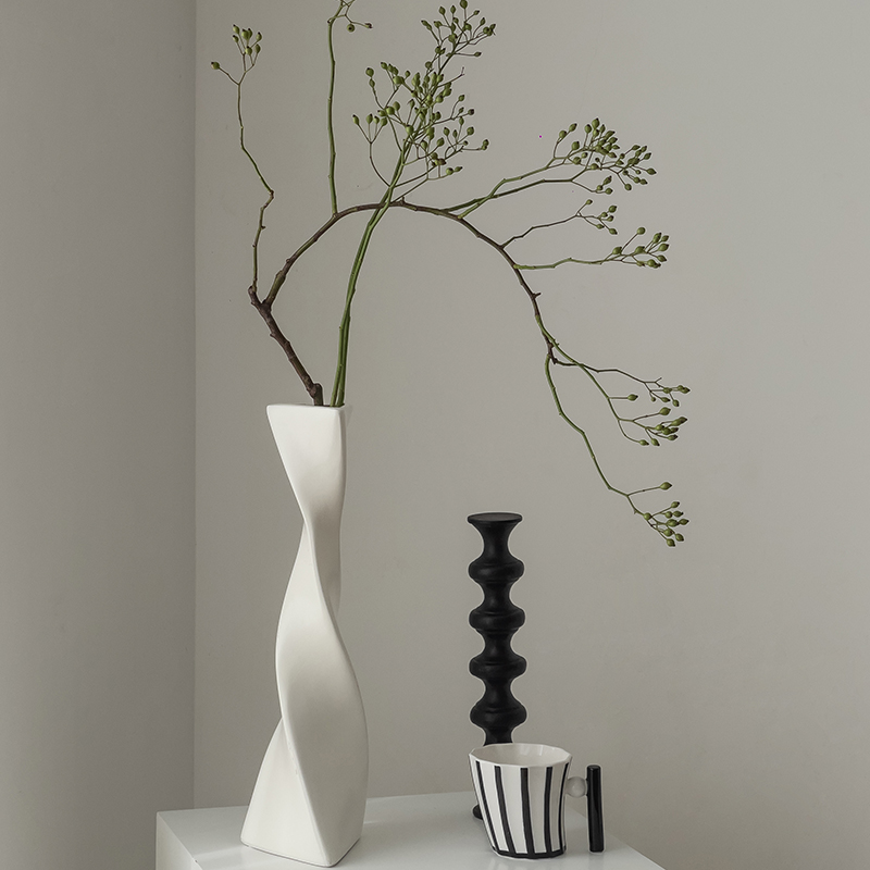 Vase Pendulum pieces Living Room Flower Arrangement Advanced Sensory Ceramic Art White Decoration Retro Floor Creative Method Light Extravagant-Taobao