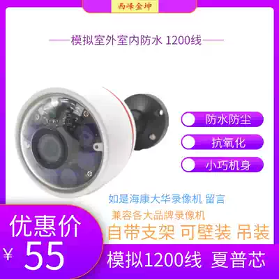 Engineering 800 line camera 1200 line monitoring simulation infrared waterproof white light monitoring full color camera