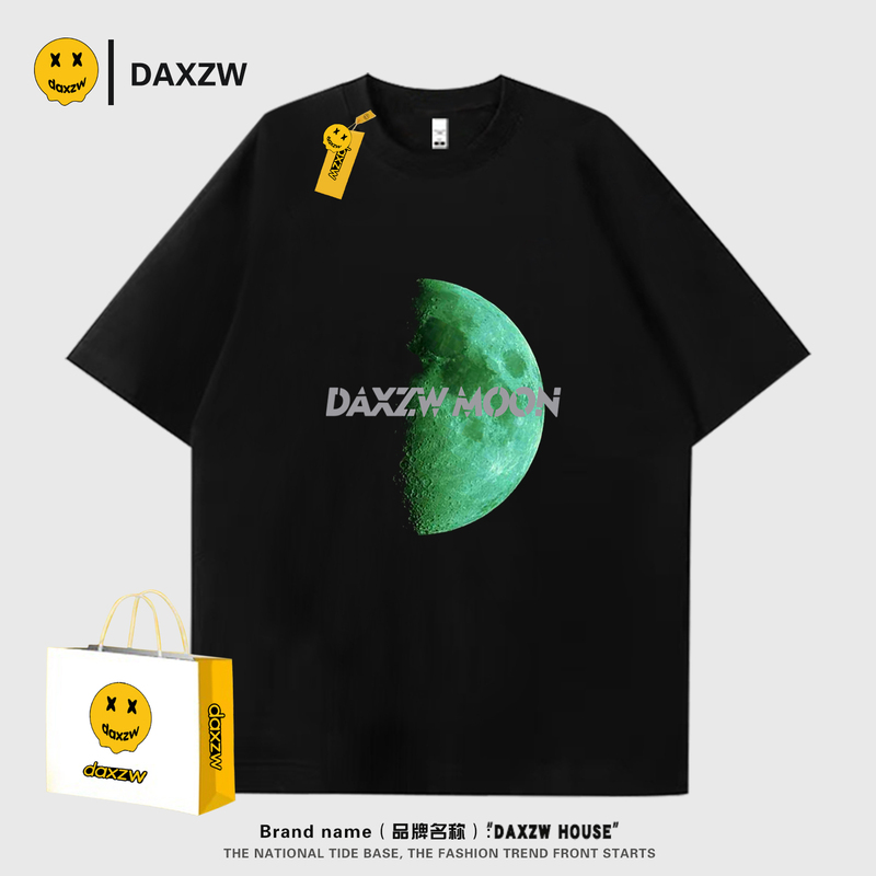 Daxzw Official Collaboration 2026 New Spring/Summer Round Neck Loose Short-Sleeve T-Shirt Unisex American Style Trendy Brand Heavyweight