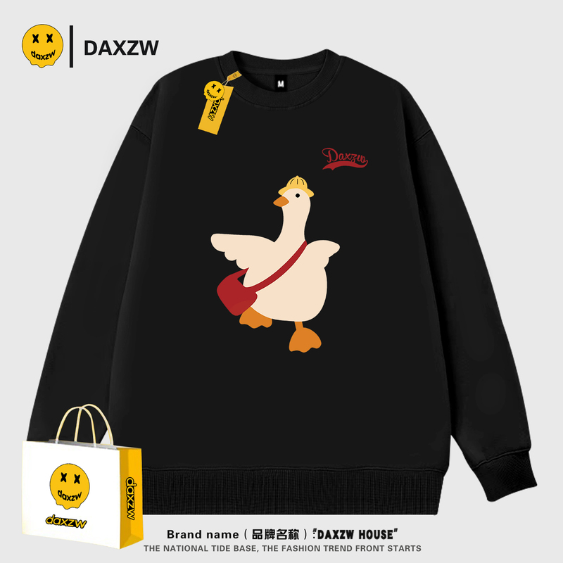 Daxzw American Style Trendy Retro Heavyweight Loose Casual Top Loose Round Neck Unisex Couple Long Sleeve Sweatshirt