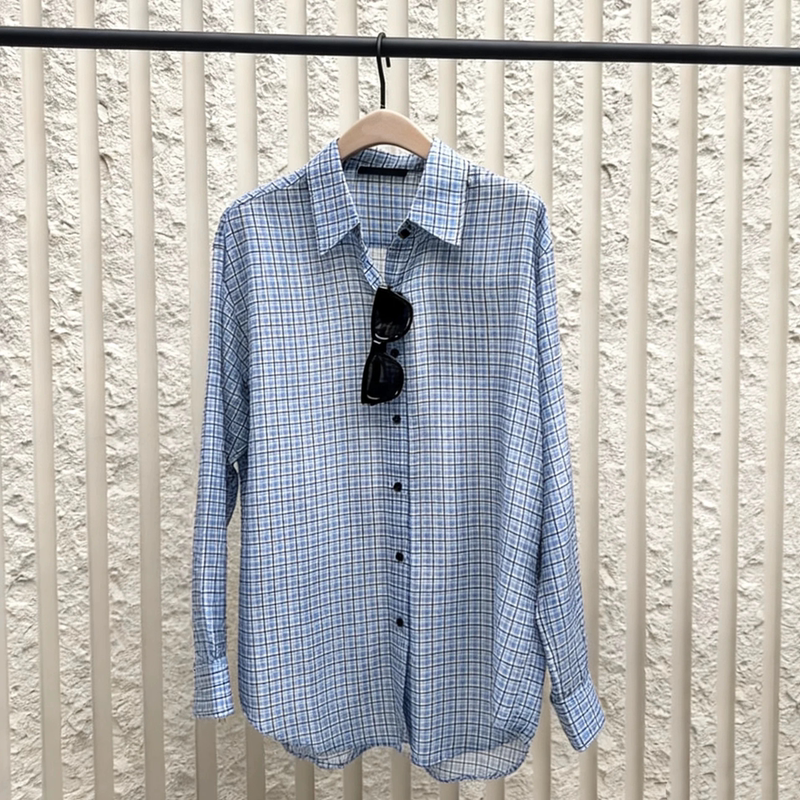[Global Ambassador Zhang Manyu's Same Style] Authentic 2026 Summer New Plaid Shirt Mbf2Sht026
