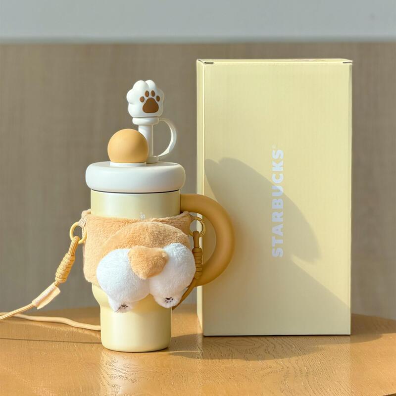 Starbucks Paw World Cartoon Corgi Large Capacity Car Water Cup Portable Outdoor Tea Leak-Proof Straw Cup with Cup Sleeve Starbucks Paw World Cartoon Corgi Large Capacity Car Water Cup Portable Outdoor Tea Leak-Proof Straw Cup with Cup Sleeve