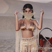Desert Dunhuang European and American hotties exaggerated personality headdress dark evil girl shape snake-shaped tassel hollow ds performance costume