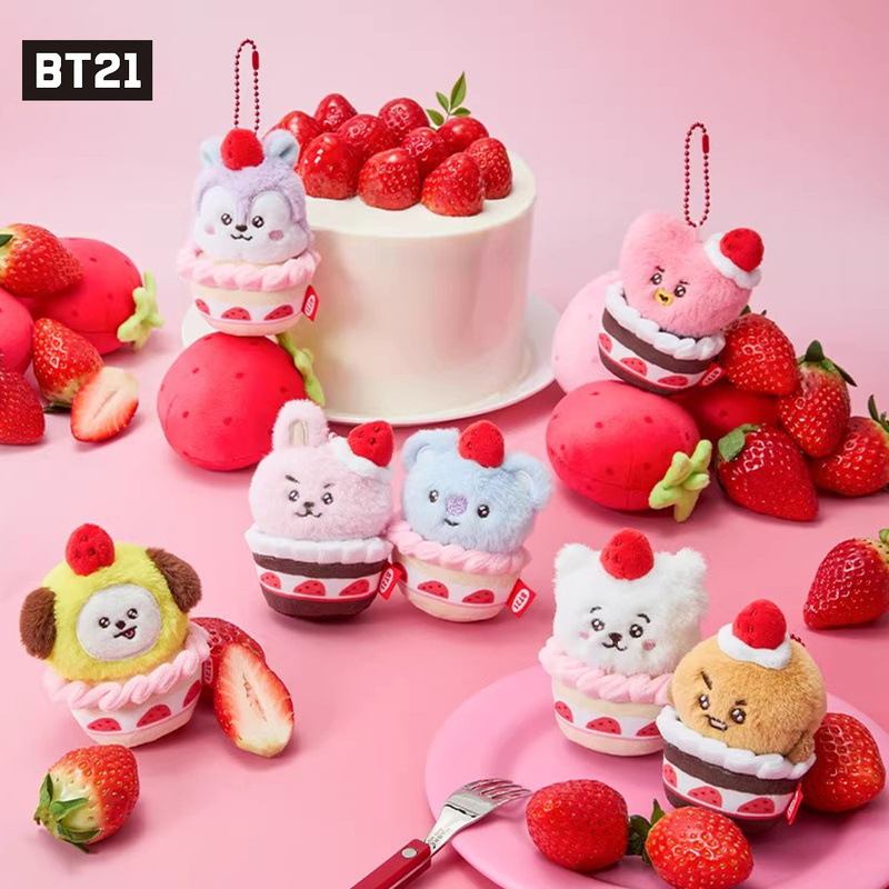 【Authentic in Stock】Bt21 Bts (Bts) Strawberry Party Plush Doll Keychain Bag Pendant