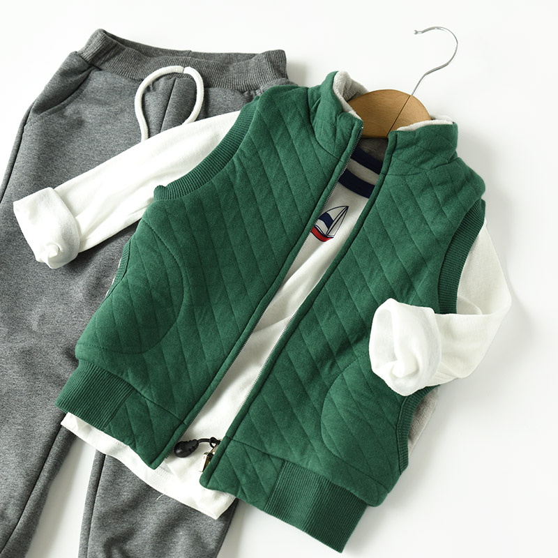Áo hai dây dày cổ áo trẻ em cộng với áo nhung dày cho bé trai và bé gái bằng vải cotton mùa đông quần áo em bé