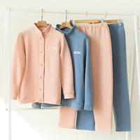 Cặp đôi mẫu cotton air layer dịch vụ gia đình phù hợp với nam và nữ quần dài tay đồ ngủ ấm áp nhà mùa thu đông đồ ngủ nam mùa đông