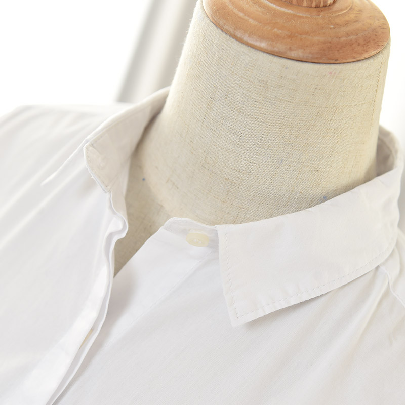 Áo sơ mi trắng vừa và dài, áo sơ mi cotton dài tay, ngắn và dài, mẫu đa năng, trang phục thu đông của nữ 