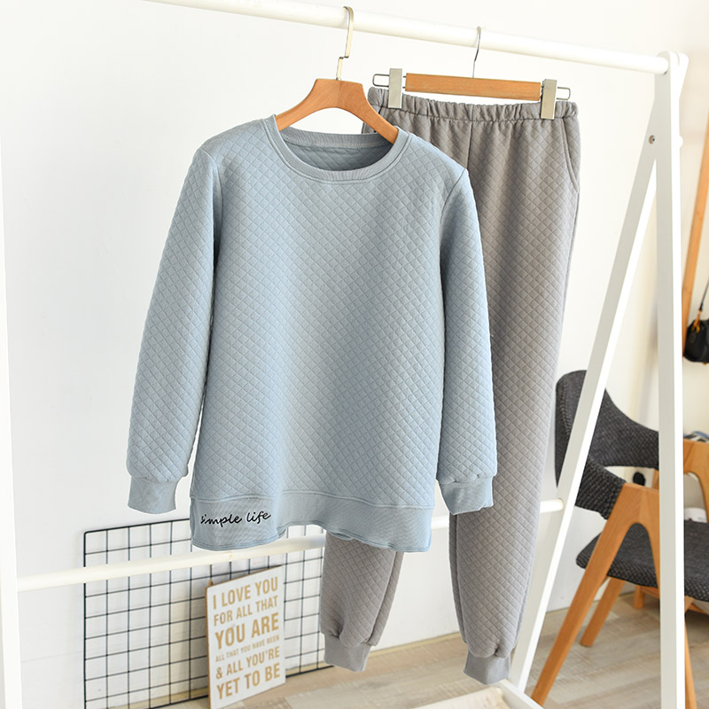 Cặp đôi mẫu cotton phục vụ gia đình phù hợp với đồ ngủ nam và nữ bằng vải cotton không khí ấm áp mùa thu đông bộ đồ mặc nhà mùa hè cotton