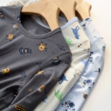 Детская мультяшная пижама, комбинезон, штаны, набор для мальчиков, лонгслив, осеннее нижнее белье, круглый воротник