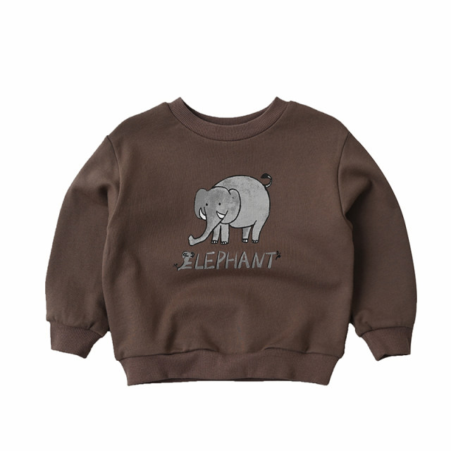 Children's cotton sweater cute cartoon round neck Morandi color terry sports top children's clothing spring and autumn