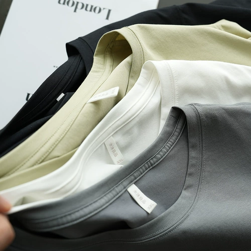 Бархатная тонкая однотонная базовая футболка, короткий рукав